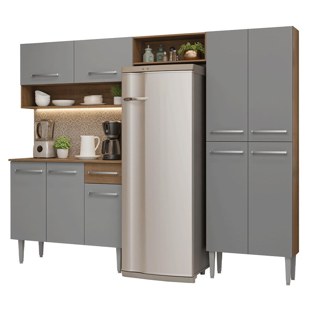 Cocina Integral Emilly 2.30 Metros Marrón/Gris 17