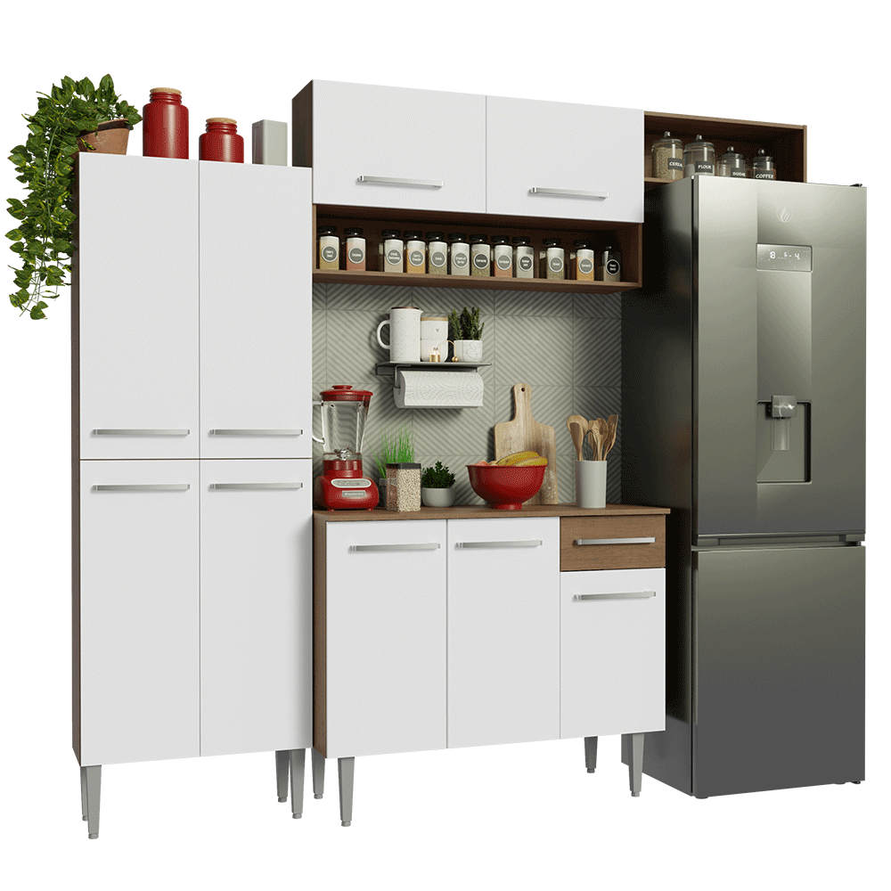 Cocina Integral Emilly 2.30 Metros Marrón/Blanco 18