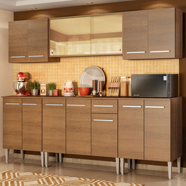 Cocina Integral Emilly Fire 2.30 Metros Marrón