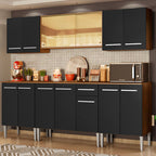 Cocina Integral Emilly 233 cm Fire Marrón/Negro Madesa