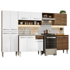 Cocina Integral Emilly 2.90 m con Mesón de Acero Marrón/Blanco 08