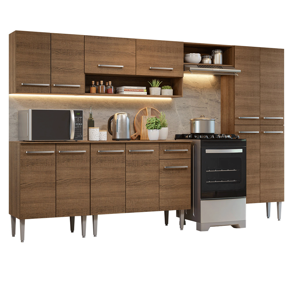 Cocina Integral Emilly 293 cm 10 Marrón Madesa