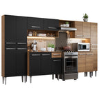 Cocina Integral Emilly 325 cm Joy Marrón/Negro Madesa