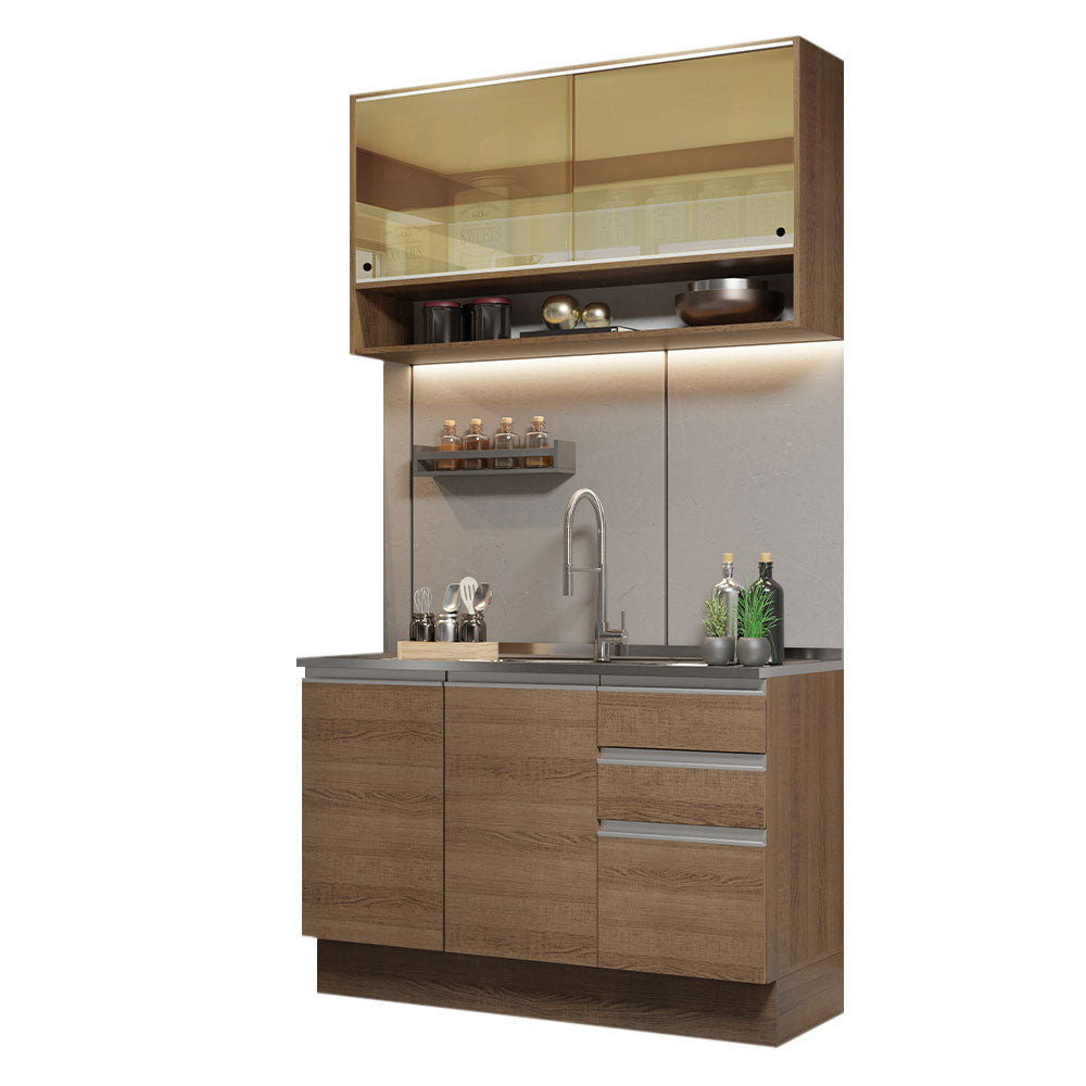 Cocina Integral Glamy 1.20 Metros Marrón 02