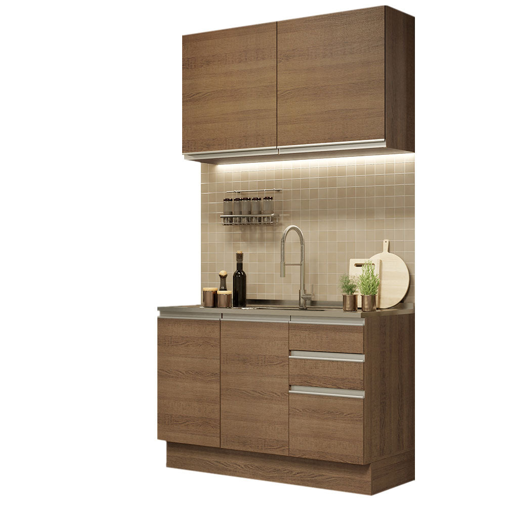 Cocina Integral Glamy 1.20 Metros Marrón 03