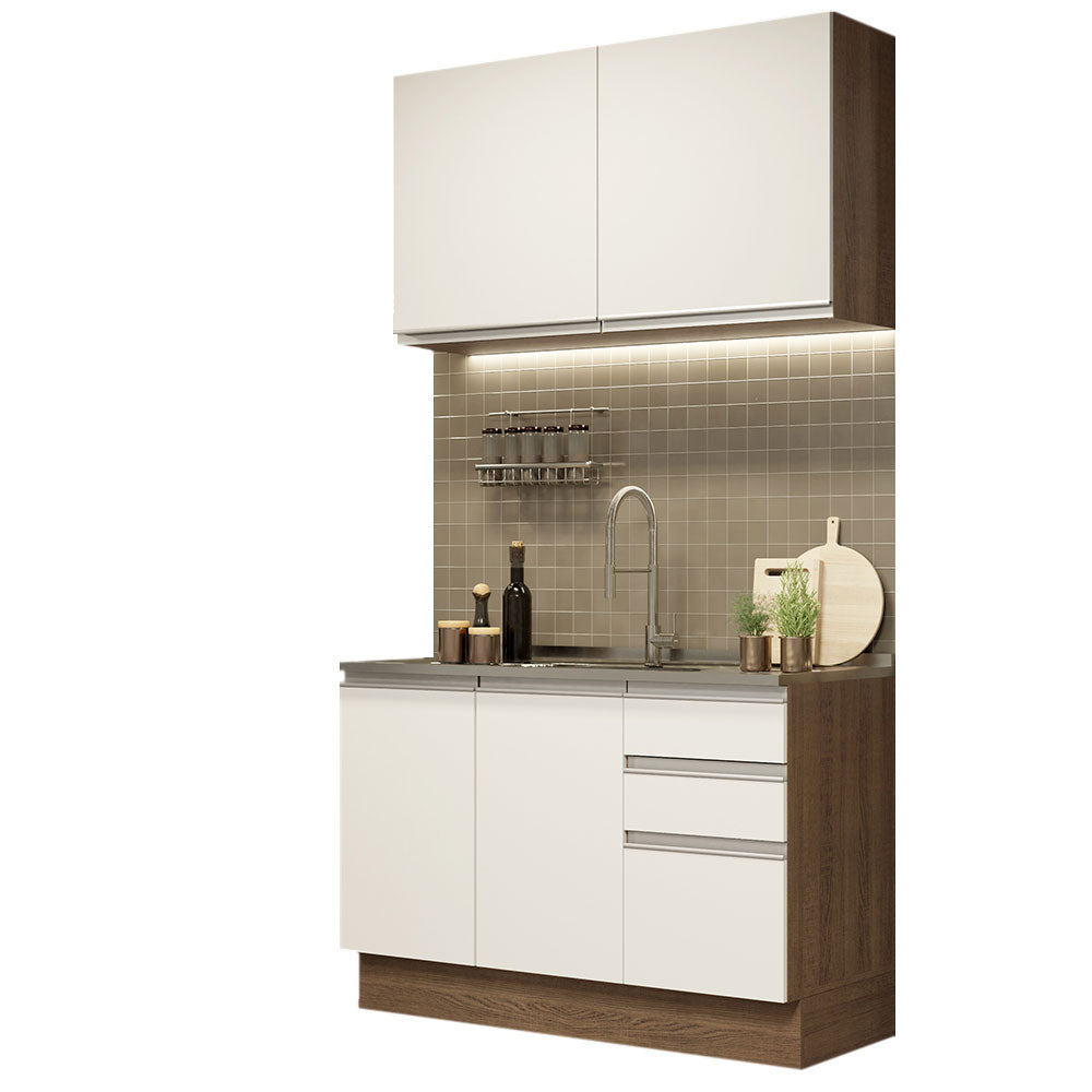 Cocina Integral Glamy 1.20 Metros Marrón/Blanco 03