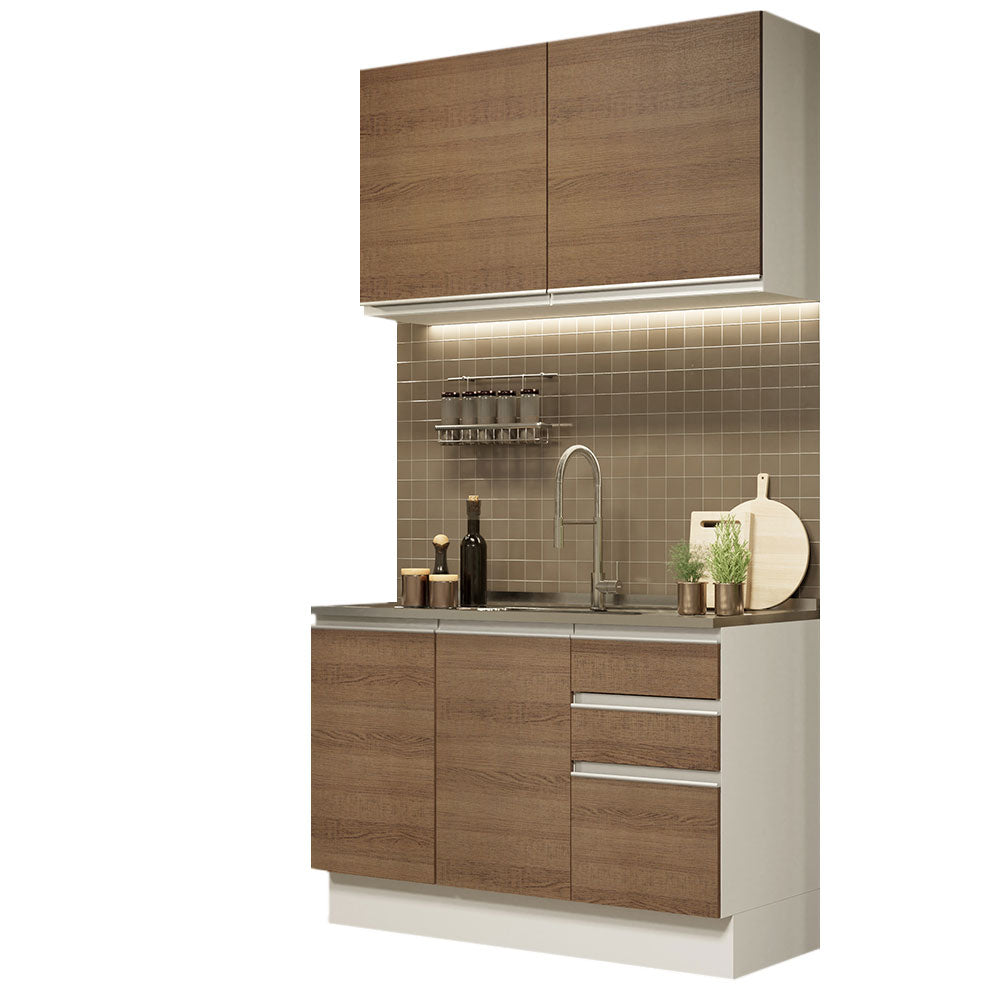 Cocina Integral Glamy 1.20 Metros Blanco/Marrón 03