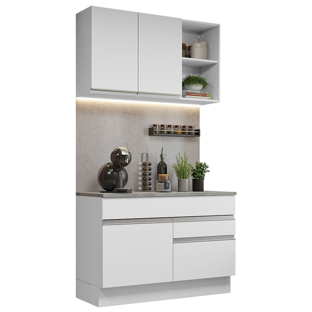 Cocina Integral Glamy 1.20 m con Encimera de MDP Blanco 08