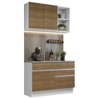 Cocina Integral Glamy 1.20 m con Encimera de MDP Blanco/Marrón 08
