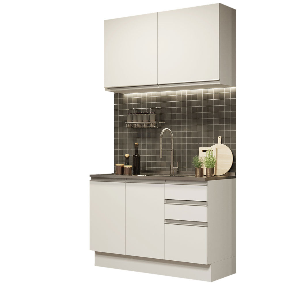 Cocina Integral Glamy 1.20 m con Mesón de Acero Blanco 03