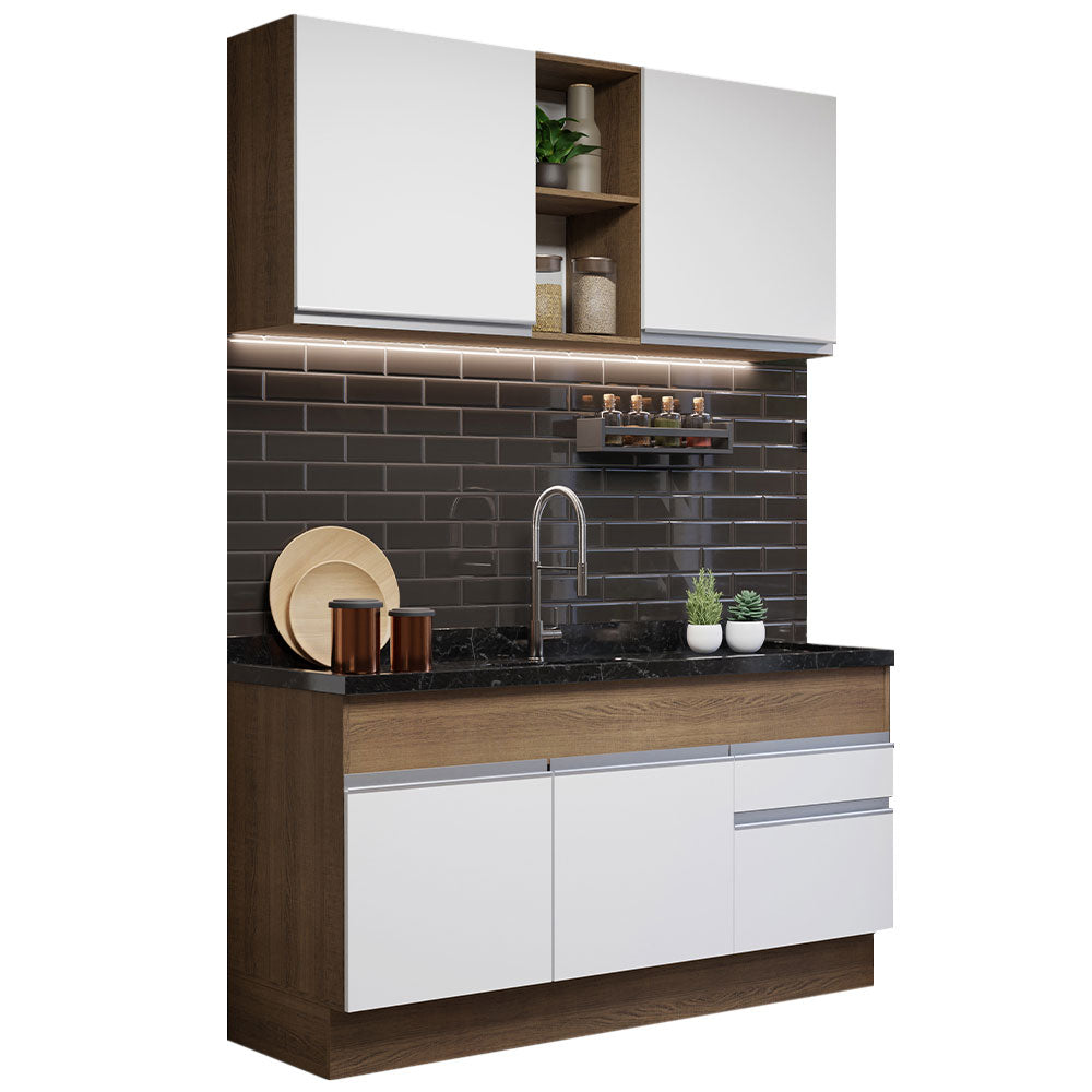 Cocina Integral Glamy 1.50 Metros Marrón/Blanco 02