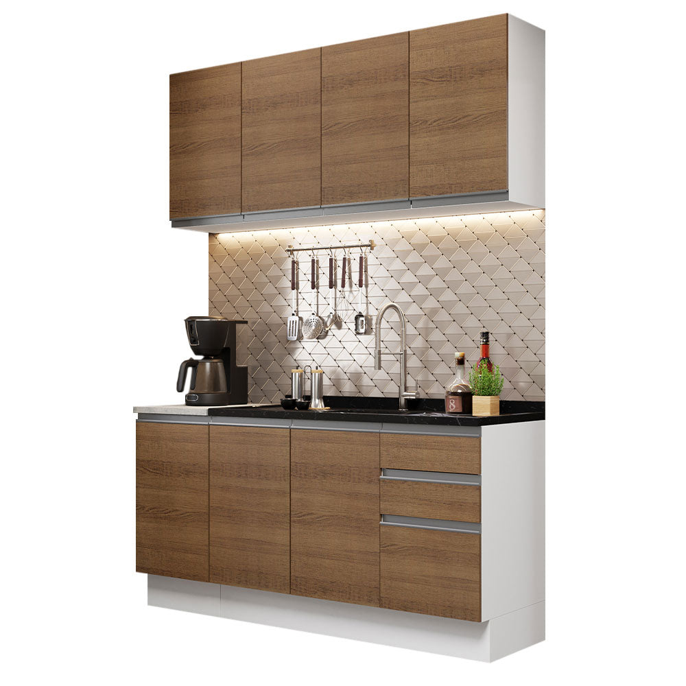 Cocina Integral Glamy 1.60 Metros Blanco/Marrón 01