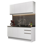 Cocina Integral Glamy 1.60 m con Mesón de Acero Blanco 01
