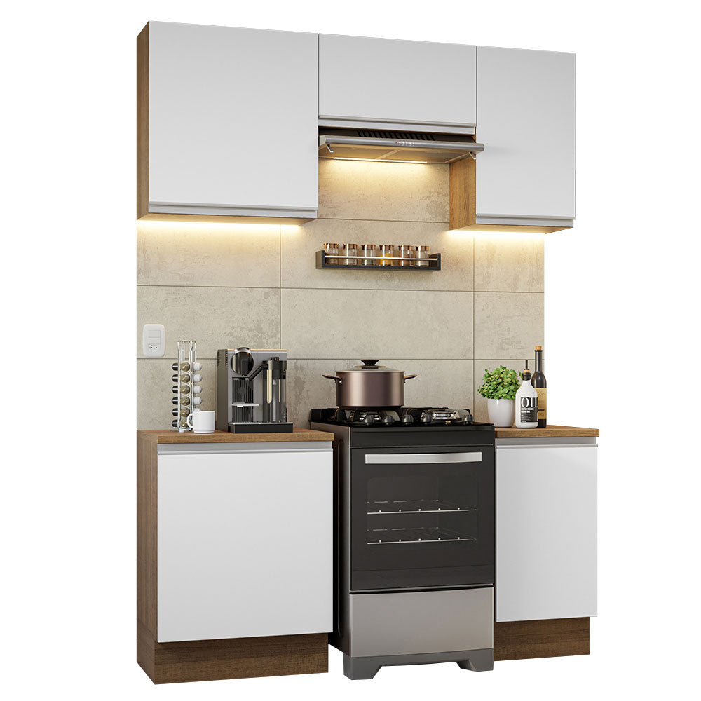 Cocina Integral Glamy 1.60 Metros Marrón/Blanco 07