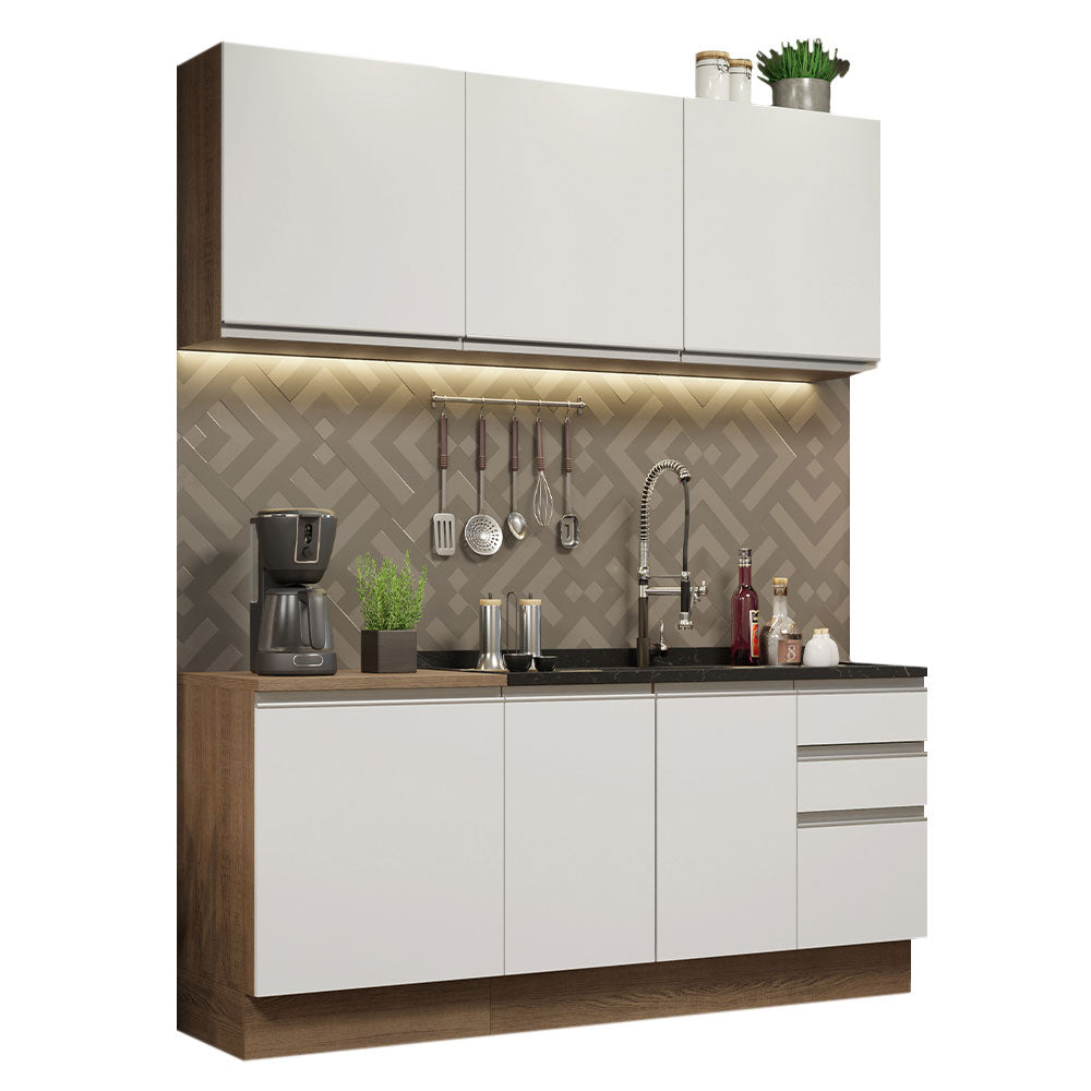 Cocina Integral Glamy 1.80 Metros Marrón/Blanco 05