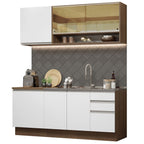 Cocina Integral Glamy 1.80 Metros Marrón/Blanco 06
