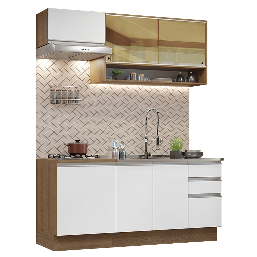 Cocina Integral Glamy 1.80 Metros Marrón/Blanco 08