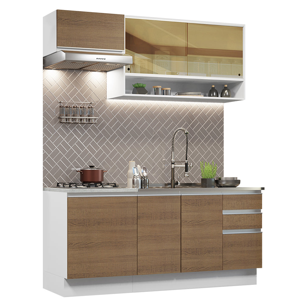 Cocina Integral Glamy 1.80 Metros Blanco/Marrón 08