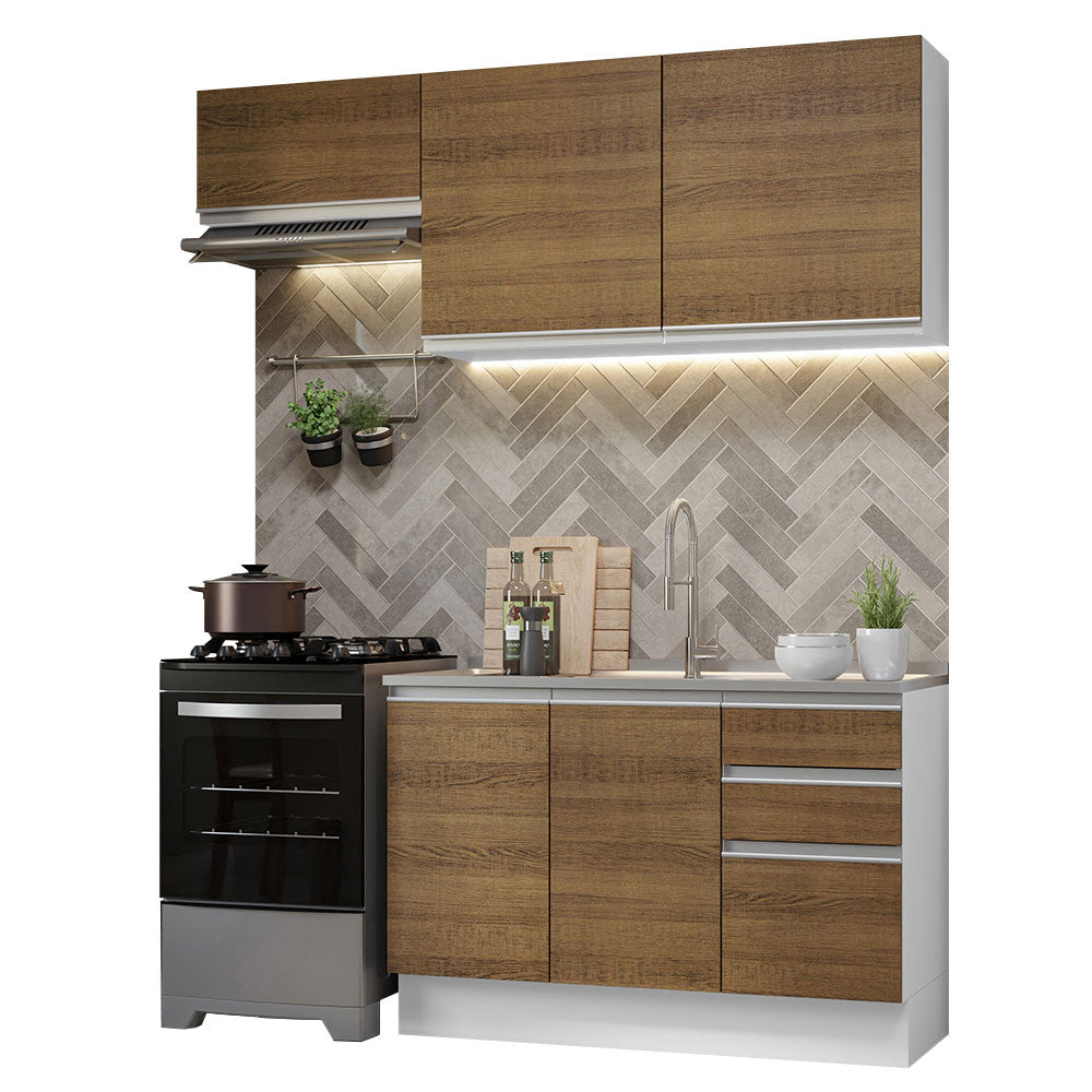 Cocina Integral Glamy 1.80 Metros Blanco/Marrón 09