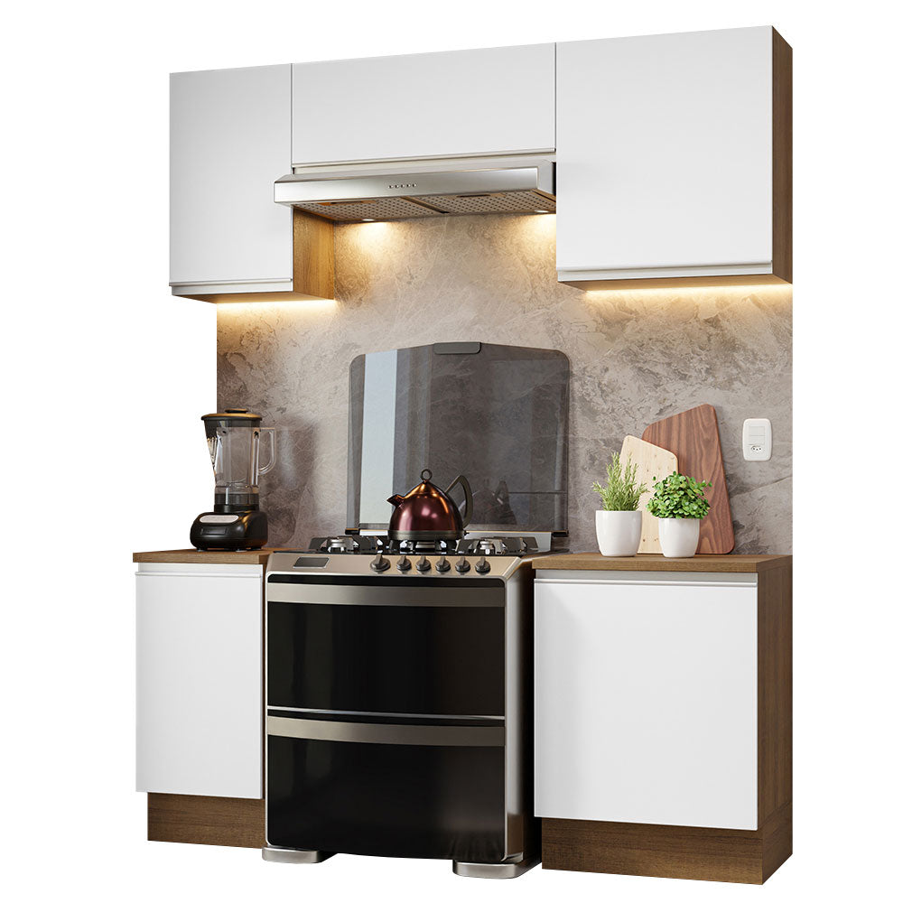 Cocina Integral Glamy 1.80 Metros Marrón/Blanco 12