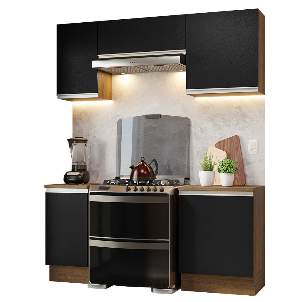 Cocina Integral Glamy 1.80 Metros Marrón/Negro 12