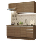 Cocina Integral Glamy 1.80 m con Mesón de Acero Marrón 13