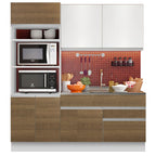 Cocina Integral 190 cm Lívia Blanco/Marrón/Blanco Madesa
