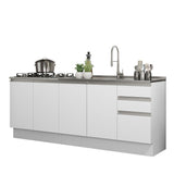 Kit 2 Muebles de Cocina Bajo Glamy 2.00 m con Mesón de Acero