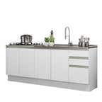 Kit 2 Muebles de Cocina Bajo Glamy 200 cm con Mesón de Acero Blanco Madesa