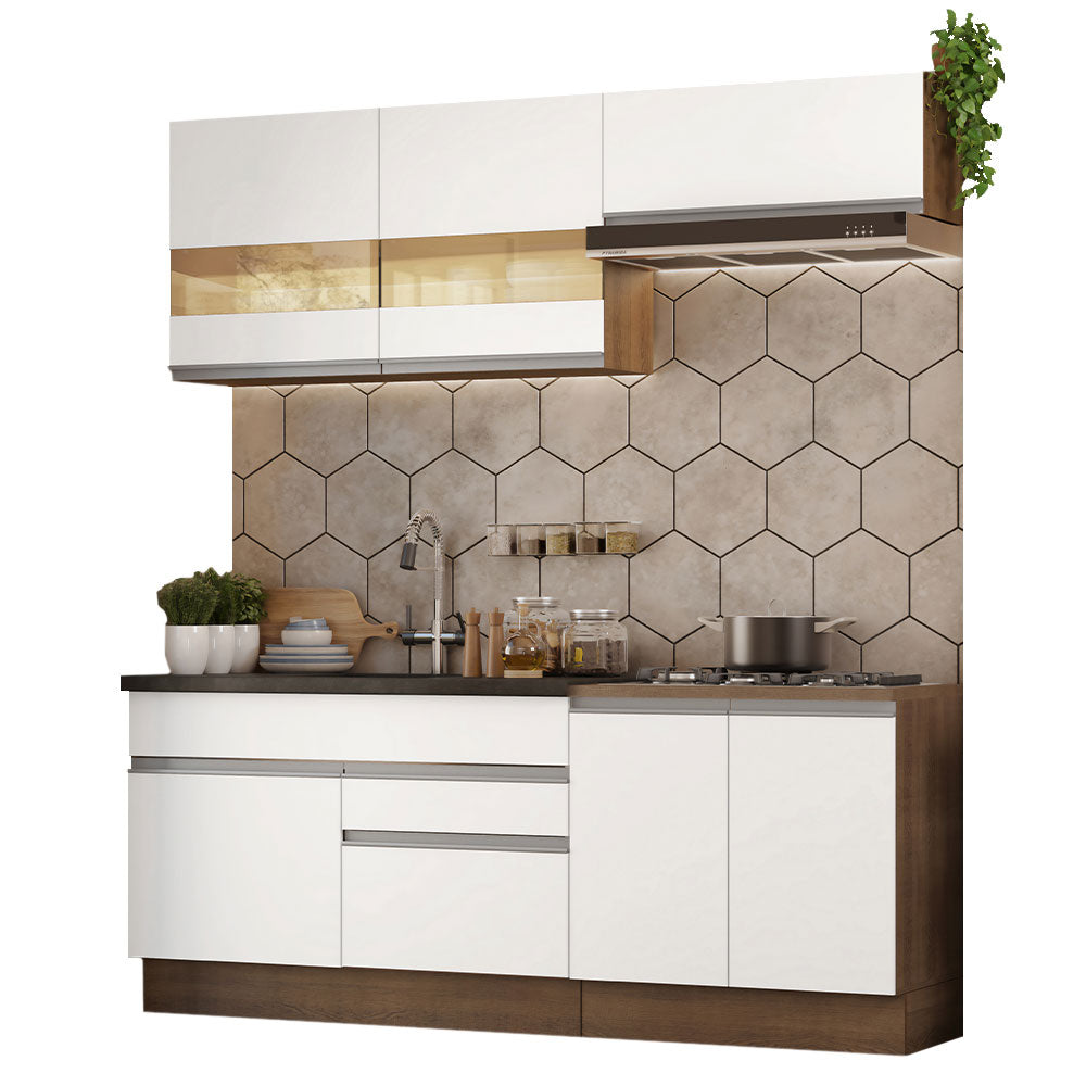 Cocina Integral Glamy 200 cm 07 Marrón/Blanco Madesa