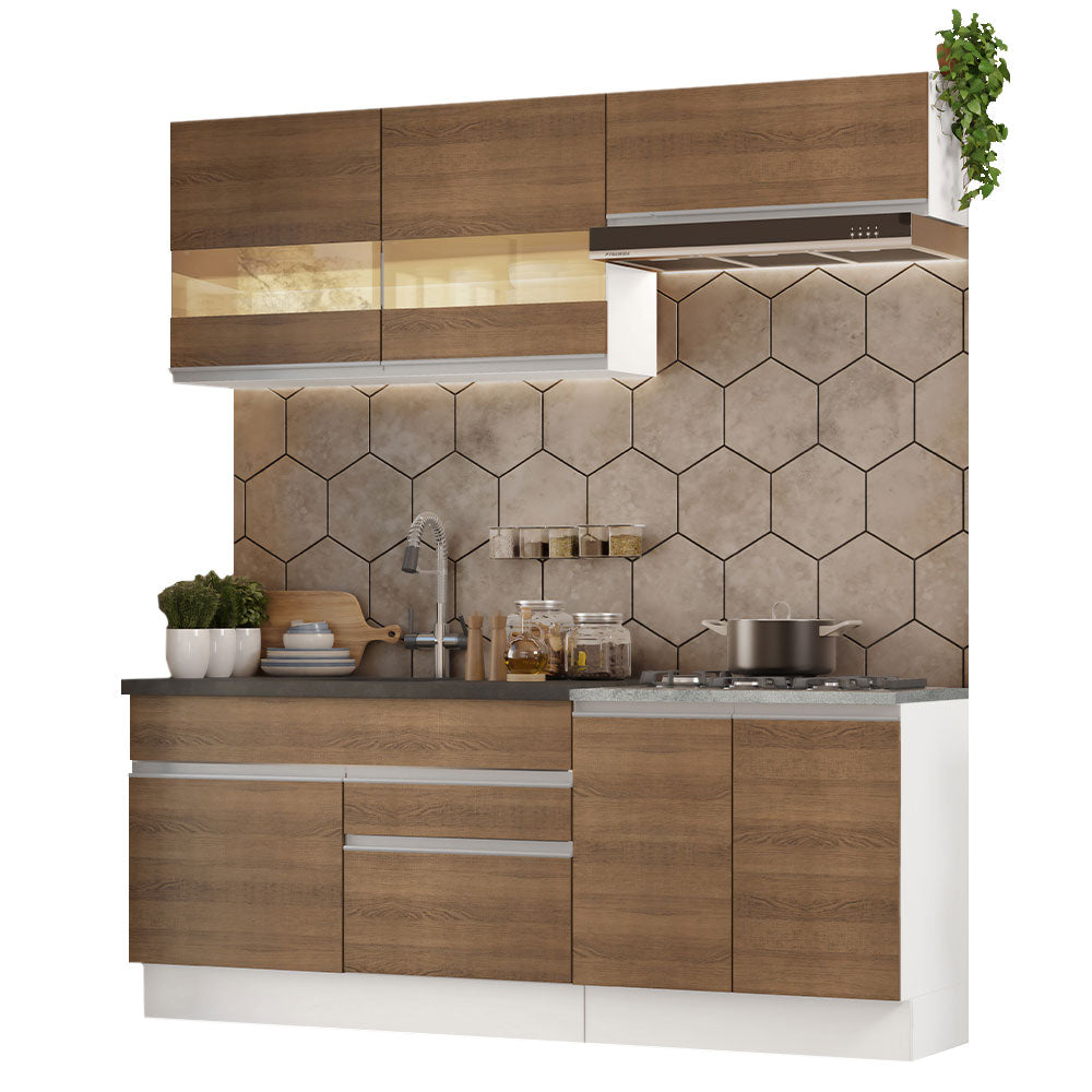 Cocina Integral Glamy 2.00 Metros Blanco/Marrón 07