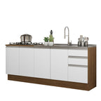 Kit 2 Muebles de Cocina Bajo Glamy 2.00 m con Mesón de Acero Marrón/Blanco