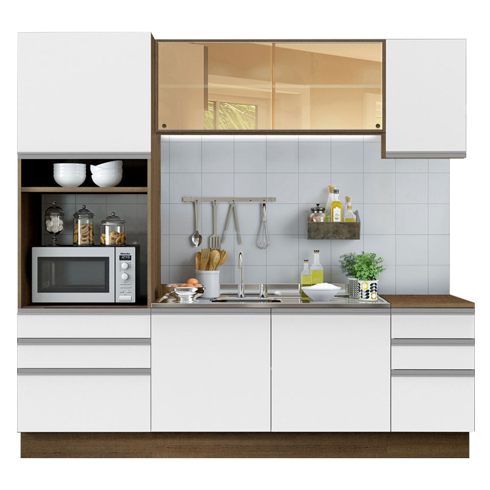Cocina Integral Glamy 2.20 Metros Marrón/Blanco 01