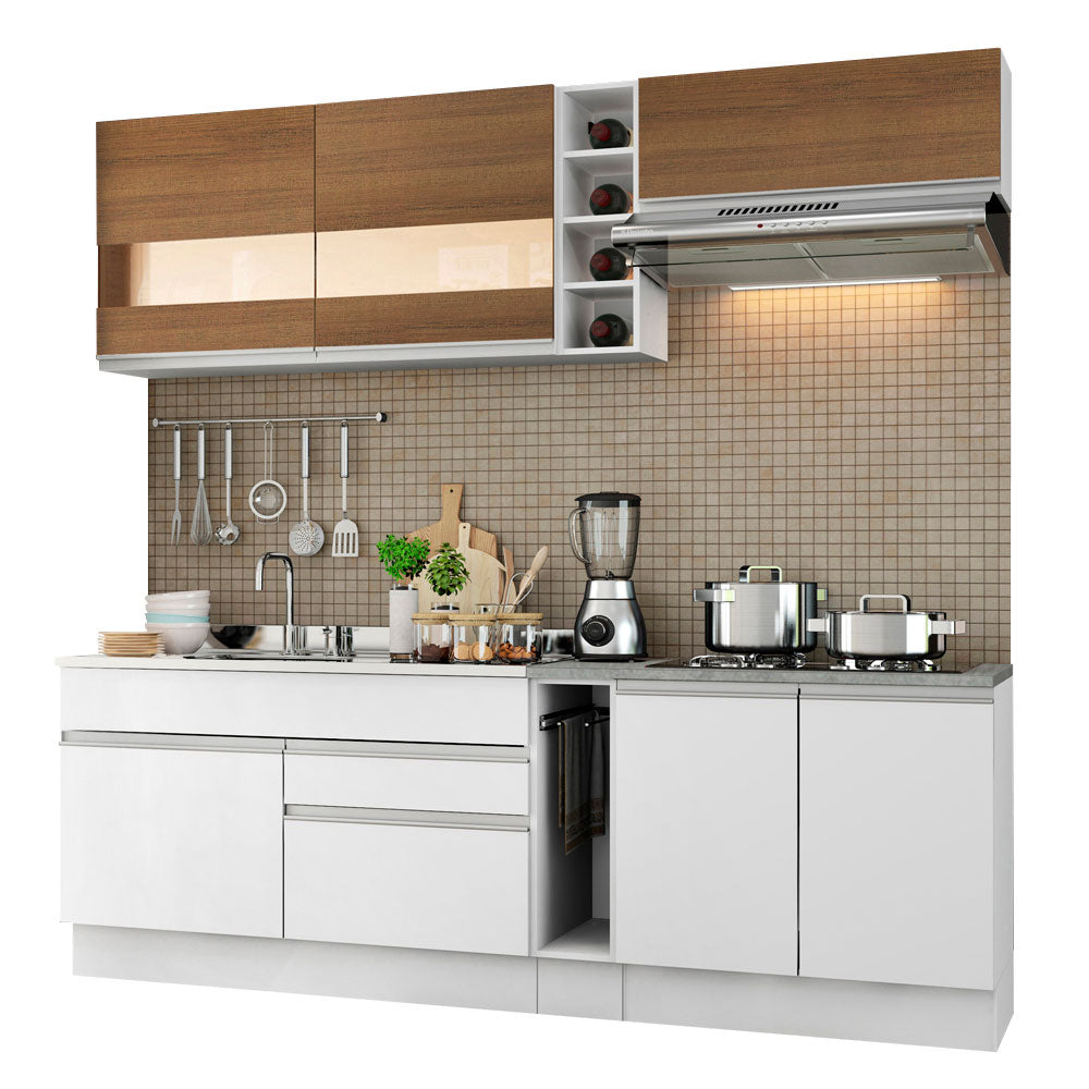 Cocina Integral Parma 2.20 Metros Blanco/Blanco/Marrón 02