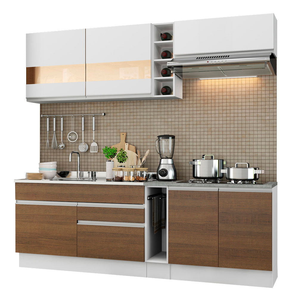 Cocina Integral Parma 2.20 Metros Blanco/Marrón/Blanco 02
