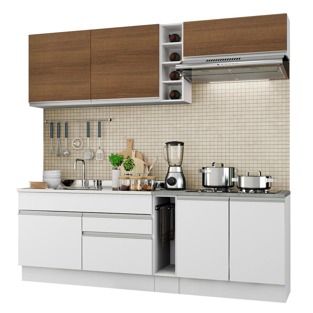 Cocina Integral Parma 2.20 Metros Blanco/Blanco/Marrón 03