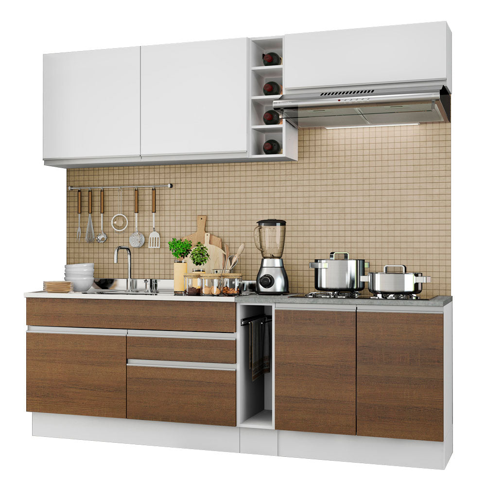 Cocina Integral Parma 2.20 Metros Blanco/Marrón/Blanco 03
