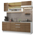 Cocina Integral Glamy 2.40 m con Mesón de Acero Blanco/Marrón 03
