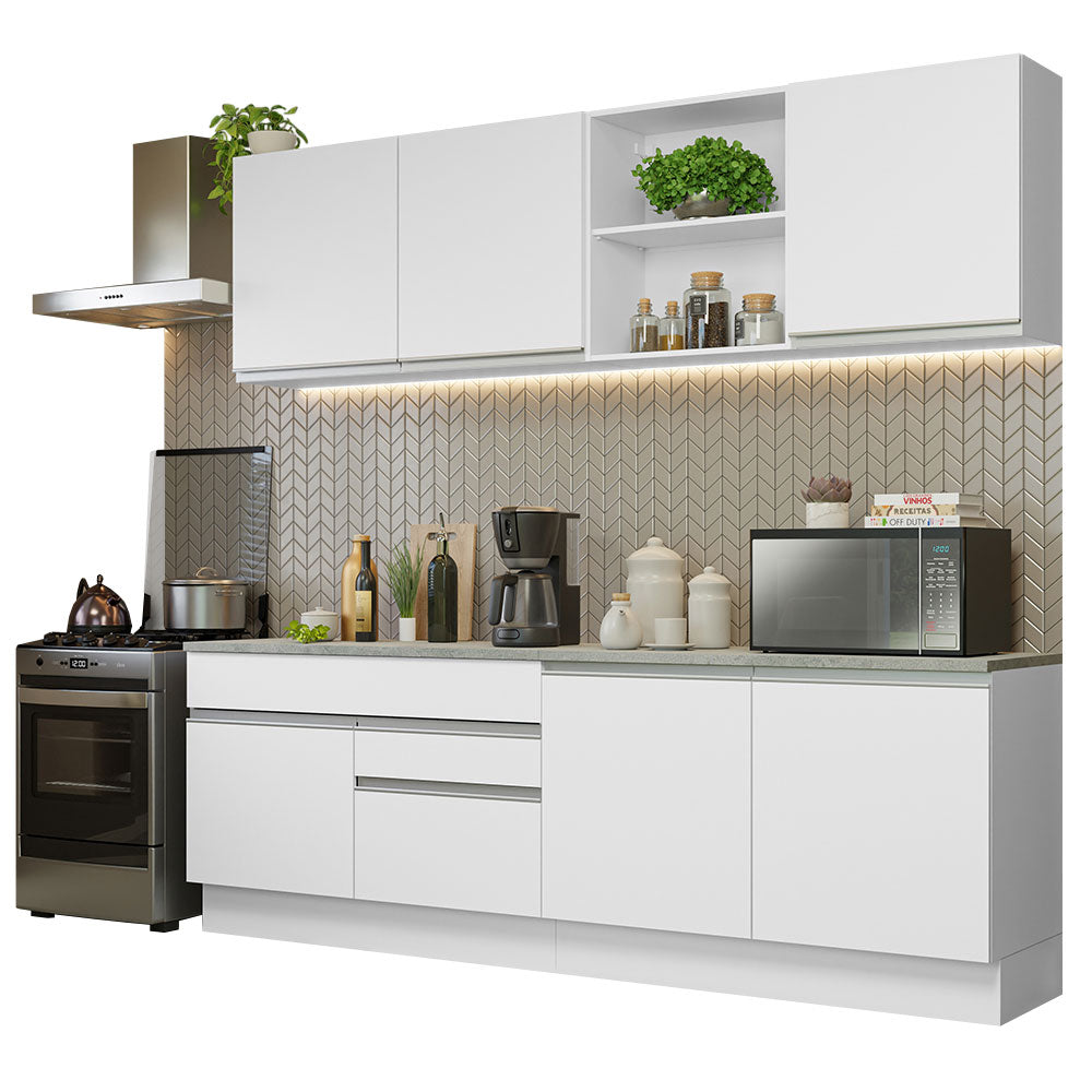 Cocina Integral Glamy 2.40 m con Encimeras Blanco 06