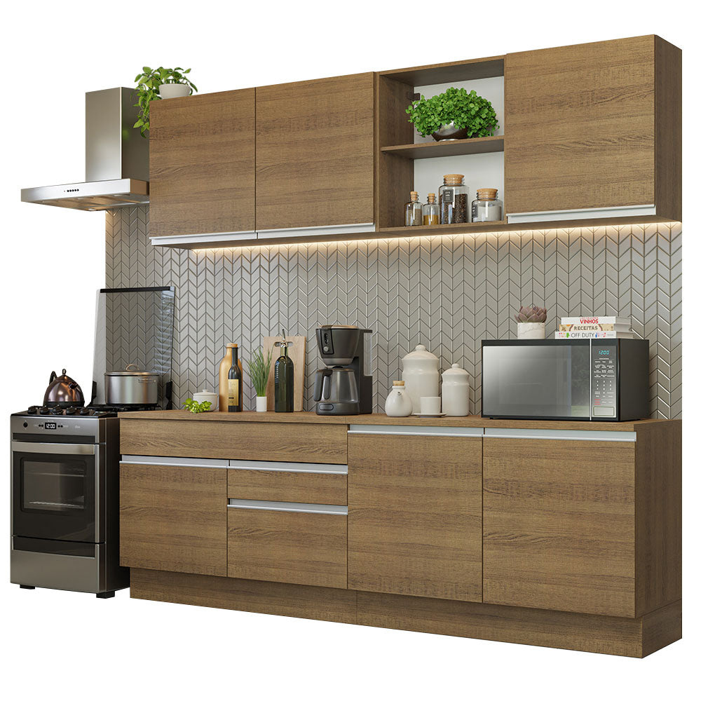 Cocina Integral Glamy 2.40 m con Encimeras Marrón 06