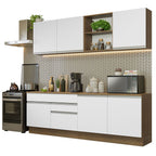 Cocina Integral Glamy 2.40 m con Encimeras Marrón/Blanco 06