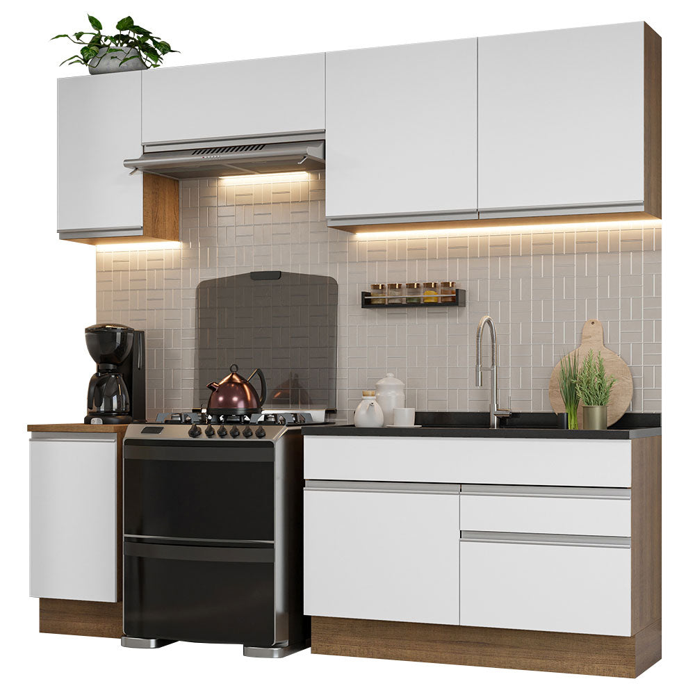 Cocina Integral Glamy 2.40 Metros Marrón/Blanco 07