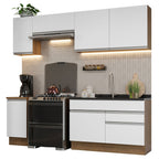 Cocina Integral Glamy 2.40 Metros Marrón/Blanco 07