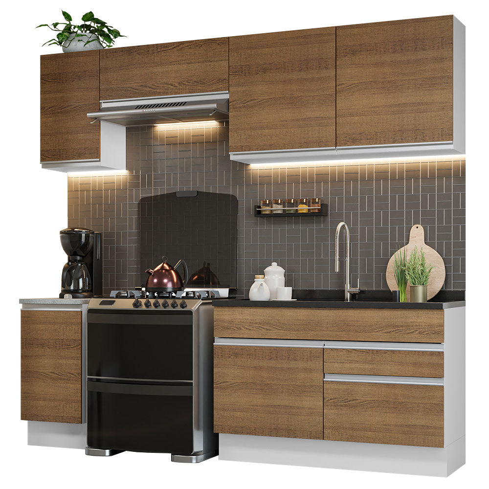 Cocina Integral Glamy 2.40 Metros Blanco/Marrón 07