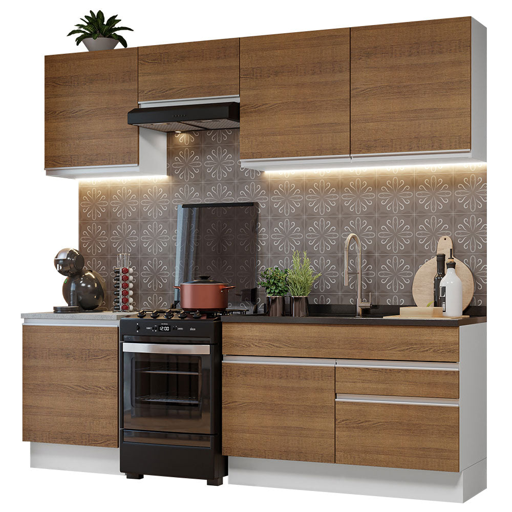 Cocina Integral Glamy 2.40 Metros Blanco/Marrón 08