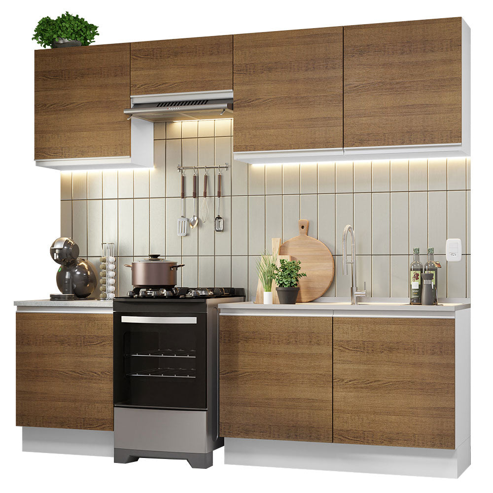 Cocina Integral Glamy 2.40 Metros Blanco/Marrón 09