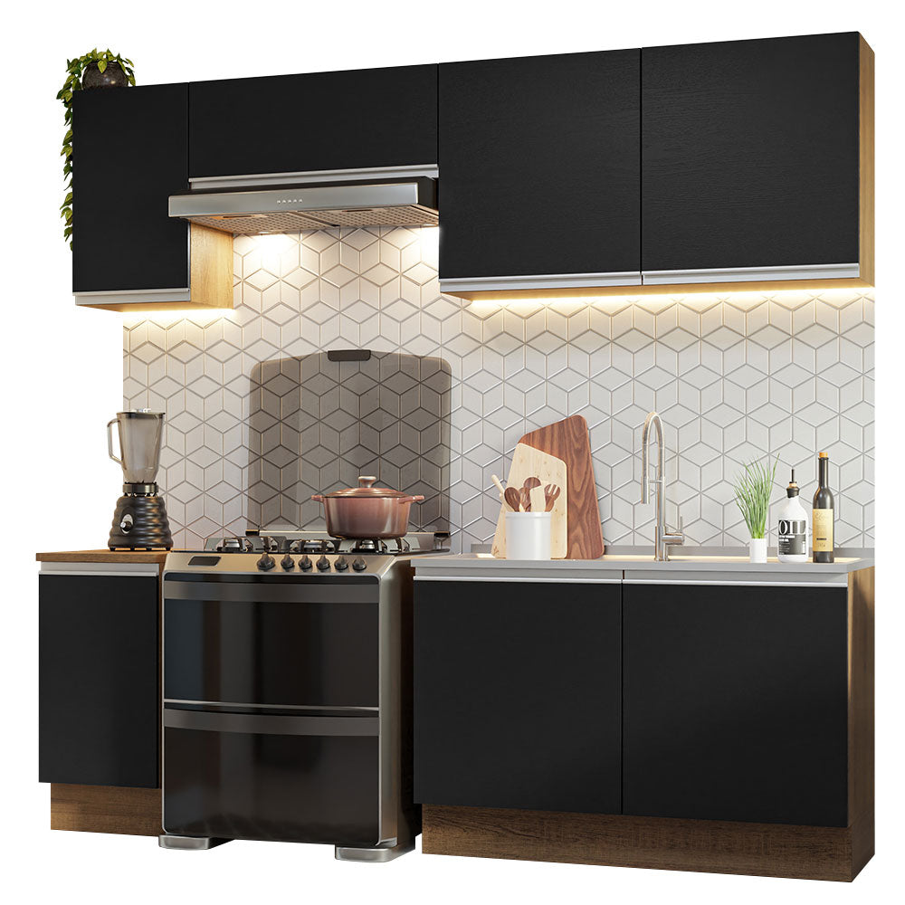 Cocina Integral Glamy 2.40 Metros Marrón/Negro 10