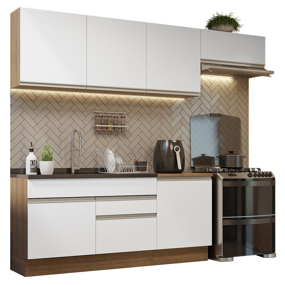 Cocina Integral Glamy 2.60 Metros Marrón/Blanco 03