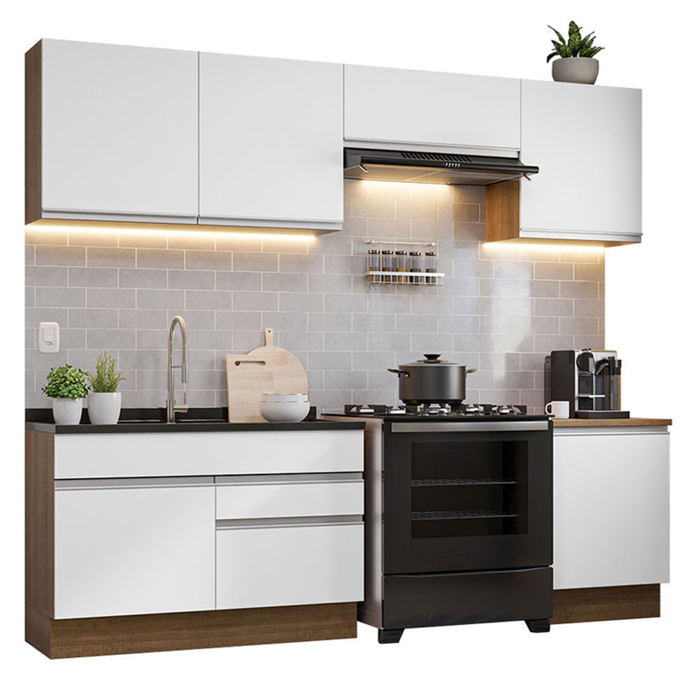 Cocina Integral Glamy 2.60 Metros Marrón/Blanco 04