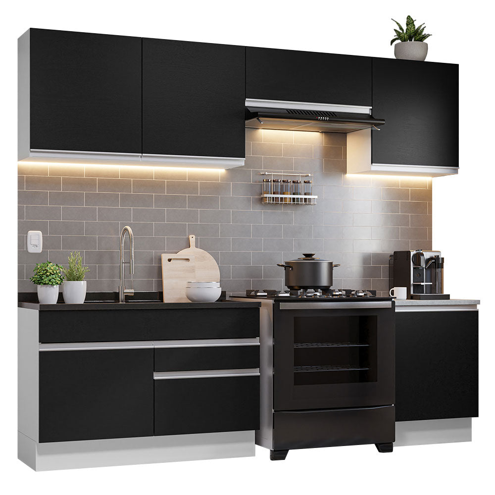 Cocina Integral Glamy 2.60 Metros Blanco/Negro 04